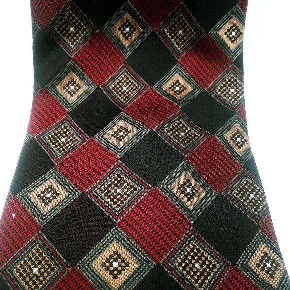 Men's Tie Roberto Villini Couture Multi-Color Geometric Diamond Print 100% Silk - Picture 3 of 12